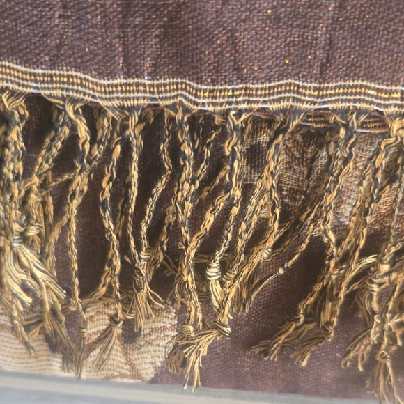 Pashmina Brown and Gold Elephant Design Shawl - Picture 4 of 10